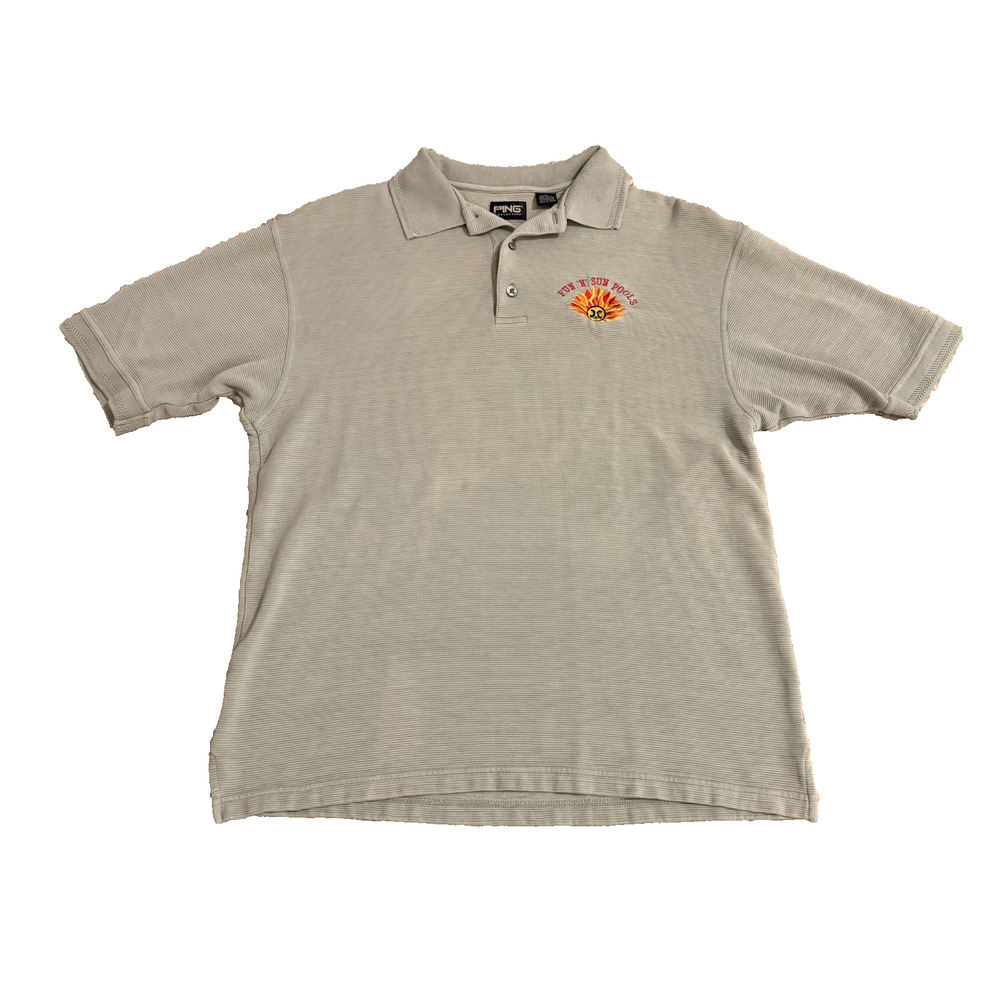 PING Collection Silk Cotton Polo Shirt M Sage Green Embroidered Fun N Sun Golf